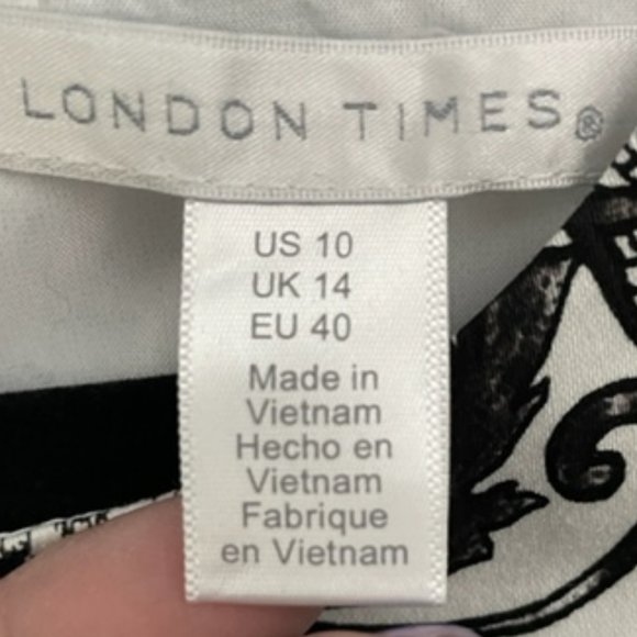 NWT - LONDON TIMES Ornate Scroll Flower Printed Cotton Sateen Dress Size 10 - Picture 5 of 5